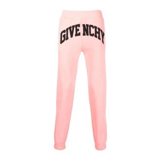 Givenchy Broeken, Heren, Roze, S, Katoen, Logo Print Trainingsbroeken