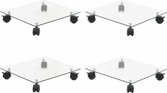 vidaXL Vidaxl - Soportes Ruedas Plantas 4 Uds Cuadrado Vidrio Templado 35x35 Cm