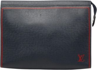 Louis Vuitton Navy Navy Blue Leather Clutch Bag Pochette (Pre-Owned)
