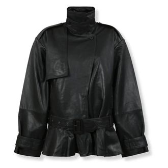 Rotate Rotate Birger Christensen, Jassen, Dames, Zwart, M, Leer, Biker leren jack