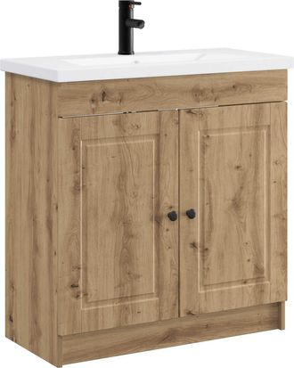 vidaXL Juego De Muebles De Ba&ntilde;o Roble Artisan 78,5 X 37,5 X 81 Cm Vidaxl