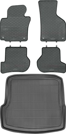 OEM Juego De Alfombrillas De Goma Para Coche Y Alfombrilla Para Maletero Para Skoda Octavia Ii Liftback (2009-2013)