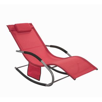 SoBuy Sobuy - Jard&iacute;n Mecedora Con Reposapi&eacute;s, Hamaca De Jard&iacute;n, Tumbona Ergon&oacute;mica (rojo Ogs28-r Es