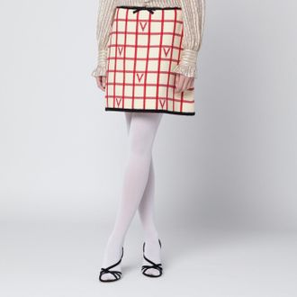 Valentino Ivory skirt with Check Vlogo pattern