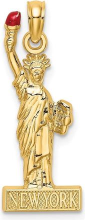 Diamond2Deal 14k Yellow Gold Enamel Flame Statue Of Liberty NEW YORK Charm