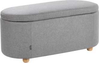Beliani Storage Bench Light Grey Fabric Water-repellent Finish Upholstered Ottoman with Storage Hallway Seat HAYWARD