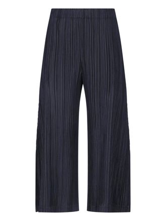 Pleats Please Issey Miyake Wide-Leg Pleated Pants With Elastic Waistband And Side Pockets