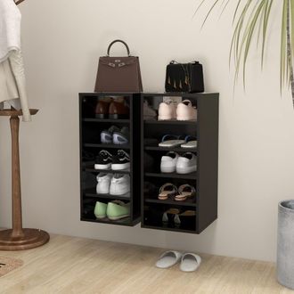 vidaXL Vidaxl - Muebles Zapateros 2 Uds Madera Contrachapada Negro 31,5x35x70cm