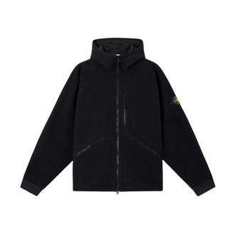 Stone Island Blouson Hoodie - Heren - Vesten met rits - Blauw - L - Wol - Hoodies & sweatvesten