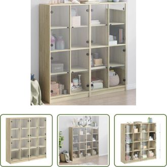 vidaXL Libreria con ante in vetro - Libreria Ante Rovere Sonoma 136x37x142 cm in Legno Multistrato