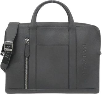 Bulgari Pre-owned MAN Calf Bag - Heren - Vintage Handtas - Zwart - ONE Size - Leer - Vintage