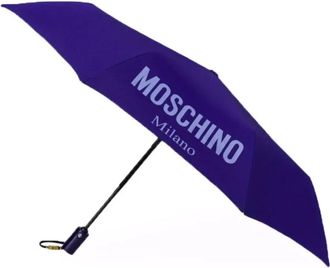 Moschino Paraguas openclose con letras de metal aut&eacute;ntico y acabado en oro patinado - Accessories - Mujer - Azul - ONE SIZE