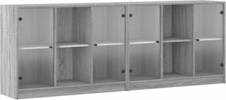 vidaXL Vidaxl - Bookcase with Doors Grey Sonoma 204x37x75 cm Engineered Wood