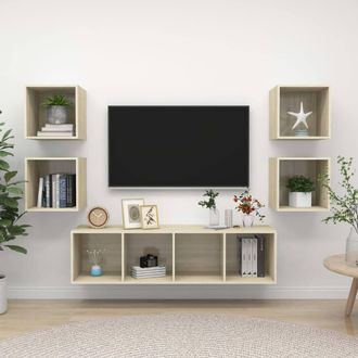 Berkfield Home 5 Piece TV Cabinet Set Sonoma Oak Engineered Wood in Brown