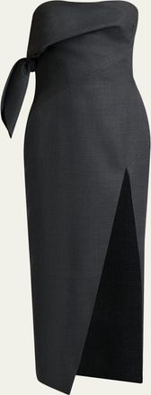 Givenchy Strapless Bow Bustier Slit Midi Dress