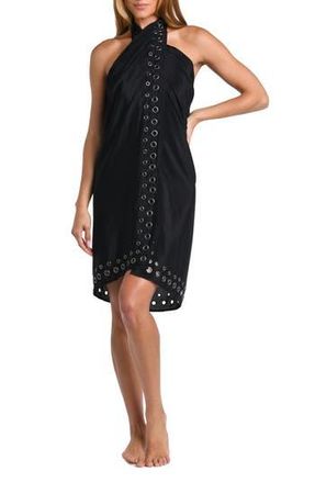 L'agence Emmeline Grommet Trim Cover-Up Pareo in Black at Nordstrom Rack, Size Large