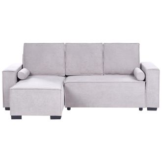Beliani Sof&aacute; Cama Moderno 3 Plazas Con Chaise Longue Derecho Reposabrazos Espacio De Almacenaje Reversible Gris Edane