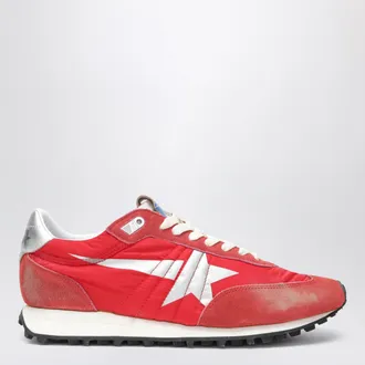 Golden Goose Red/silver Marathon sneakers in nylon and suede