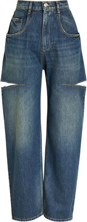 Maison Margiela Ripped Barrel-leg Jeans - Indigo - 44 (UK12 / M)