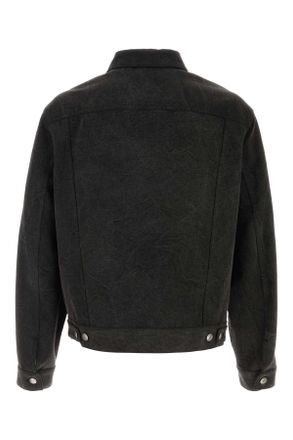 Alexander McQueen Mens Slate Denim Jacket Washedcharcoal Exterior: Cotton Giubbini