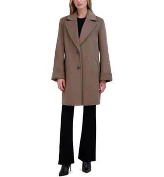 Elie Tahari Womens Sandra Soft Double-Faced Wool Blend Topper Peacoat, Blue Velvet