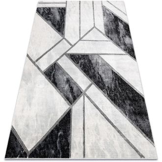 RugsX Rugsx - Alfombra Emerald Exclusivo 81953 Glamour, Elegante M&aacute;rmol, Geom&eacute;trico Negro / Plata Grey 160x220 Cm
