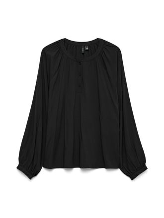Vero Moda Langarmbluse VERO MODA VMBELLA LS PLACKET TOP WVN GA NOOS, Damen, Gr. XS, schwarz, Web, Obermaterial: 97% Viskose, 3% Elasthan, unifarben, normal, Run