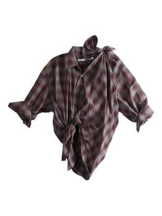 Alexander Wang plaid one-shoulder shirt - women - Cotton - 2 - Grey