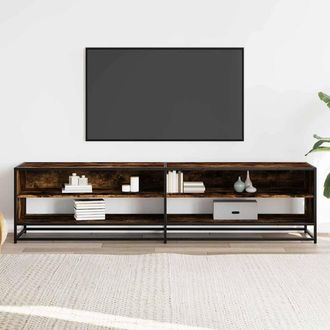 Berkfield Home TV Cabinet Smoked Oak 180.5x40x46 cm Engineered Wood in Brown