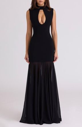 House of CB Raphaella Stretch Crepe Mermaid Gown in Black at Nordstrom, Size X-Small