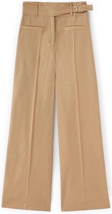 Motivi Wide Broeken - Dames - Wijde Broeken - Beige - 2XS - Katoen - Broeken