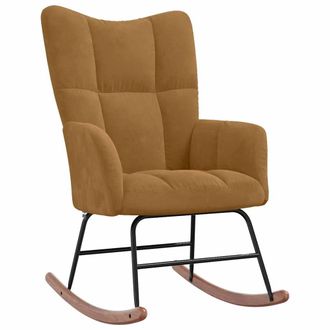 vidaXL Silla Mecedora De Terciopelo Marr&oacute;n Vidaxl