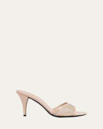 Gucci Erin Jeweled Leather Stiletto Sandals
