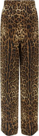 Dolce & Gabbana Leopard Print Wool Trousers - Brown