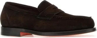 Santoni Suede Moccasin Loafer - Brown