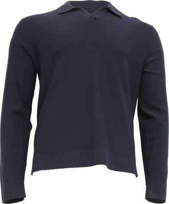 Theory Knitted Collared Sweater in Navy Blue Viscose