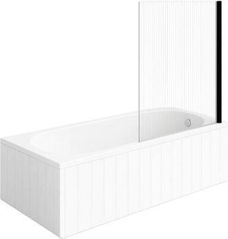 Villeroy & Boch Ba&ntilde;era Villeroy & Boch O.novo 170 X 75 Cm Blanca Con Brazo Derecho + Mampara De Ba&ntilde;o Aurys Raywall Negra Mate Con Brazo Derecho
