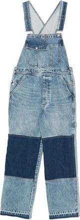 Co Salopette denim con design patchwork - Blu