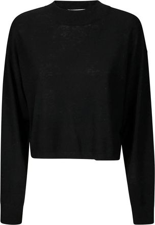 Iro Zijden en wollen crew-neck sweater - Dames - Ronde hals truien - Zwart - XS - Wol - Truien & Vesten
