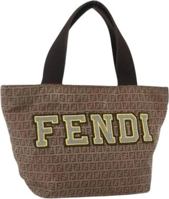 Fendi Pre-owned Tote Bags, female, Brown, Size: ONE SIZE Pre-owned Vintage Nylon Tote Bag