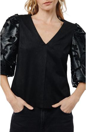 Ciebon Hudson Puff Sleeve Shirt in Black at Nordstrom, Size X-Small