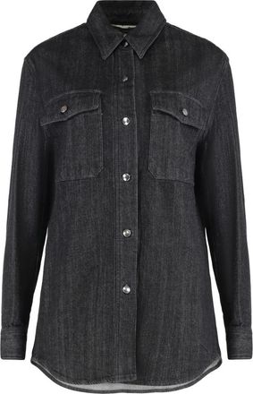Moorer Denim shirt met voorflapzakken - Dames - Spijkeroverhemden - Zwart - L - Denim - Overhemden