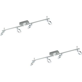 Loops 2 PACK Wall 6 Spot Light Aluminium Chrome Shade Satined Plastic LED 3.2W 2x3.3W