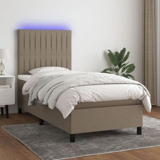 vidaXL Vidaxl - Cama Box Spring Colch&oacute;n Y Luces Led Gris Taupe 80x200 Cm