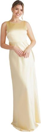 Six Stories Cowl Back Satin Bridesmaid Dress in Lemon at Nordstrom, Size 10