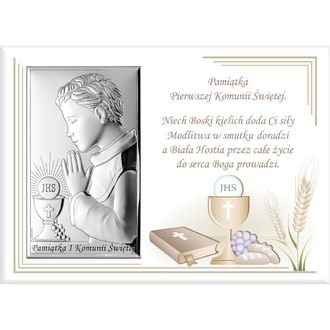 OEM Imagen Souvenir De La Primera Comuni&oacute;n Para Ni&ntilde;o, Plata, 18x13 Tama&ntilde;o: 18x13 Cm Color: Blanco Sku: Vl859/4lbi