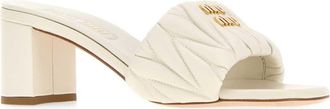 Miu Miu Womens Tacco Mule Heel White Lambskin
