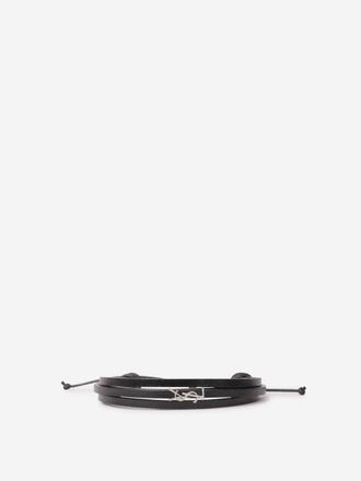 Saint Laurent Cassandre Leather Bracelet