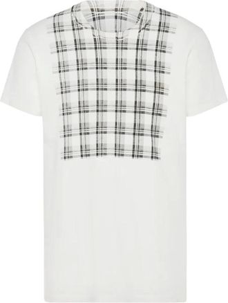 Maison Margiela T-shirt in cotone con pannello a quadri - - Tops - Uomo - Bianco - L