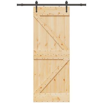 vidaXL Vidaxl - Puerta Corredera Con Herrajes Madera Maciza De Pino 80x210 Cm
